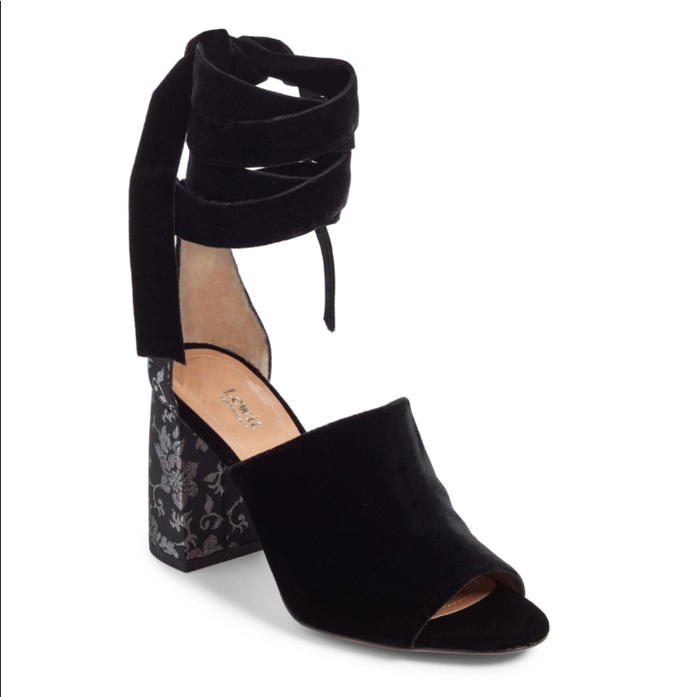 Lewit Mule Block Heel Sandals Velvet
